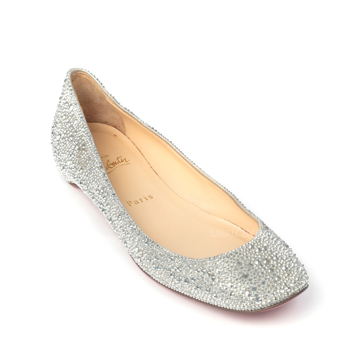 Christian Louboutin - Flat Shoes - Women - IT37.5 - Follies Swarovski Crystalembellished Mesh and Lame Pointtoe Flats - Neutral