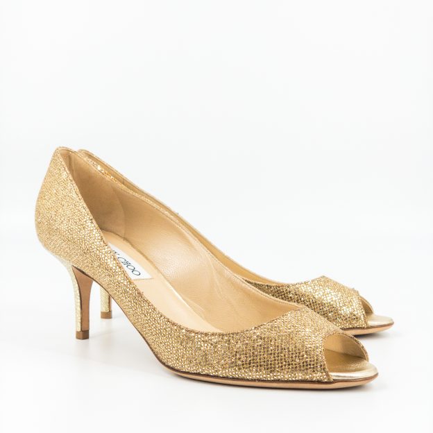 jimmy choo gold pumps