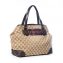 Gucci Beige:Brown GG Canvas and Leather Medium Web Dressage Tote (02)