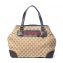 Gucci Beige:Brown GG Canvas and Leather Medium Web Dressage Tote