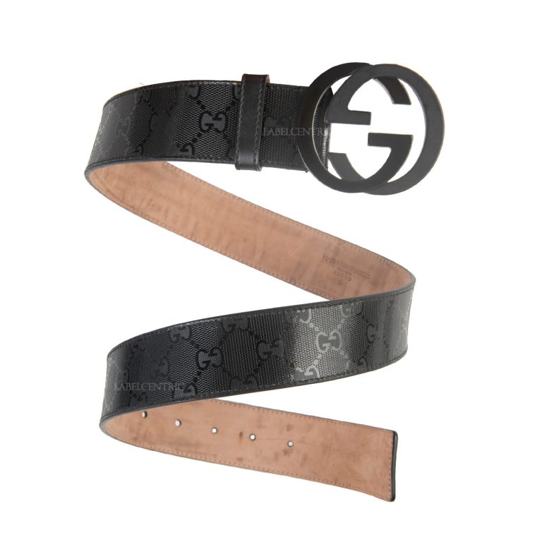 Gucci Unisex Black GG Imprime Interlocking G Belt, Size 34 LabelCentric