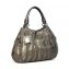 Prada Grey Tessuto Nylon and Metallic Silver Nappa Leather Stripes Bag (01)