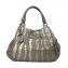 Prada Grey Tessuto Nylon and Metallic Silver Nappa Leather Stripes Bag