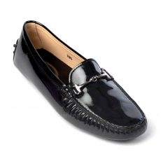 Tod's Black Patent Leather Double T Loafers