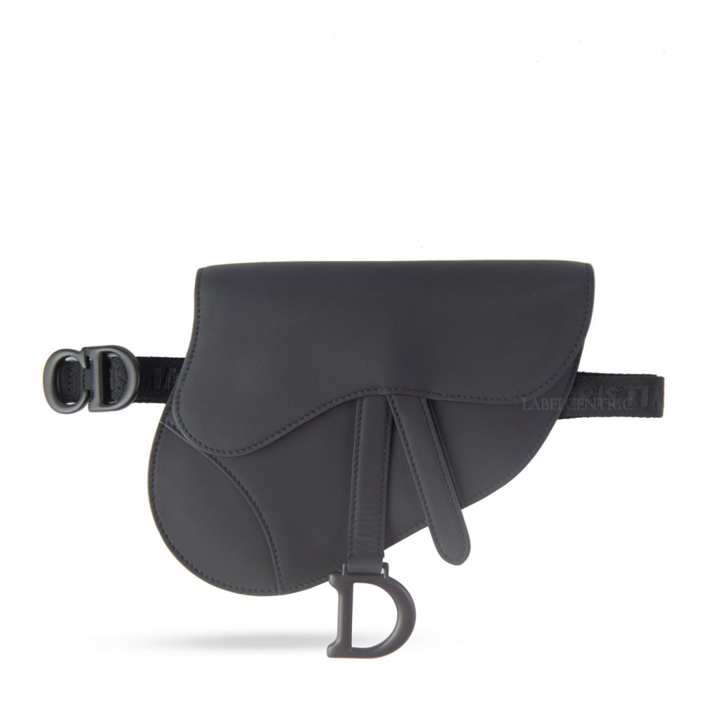 Christian Dior Black Ultramatte Saddle Flat Belt Pouch - LabelCentric