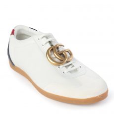 Gucci Men's White Bambi GG Leather Low-Top Sneakers