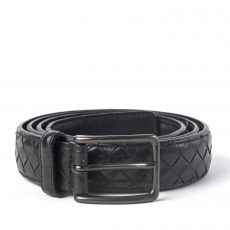 Bottega Veneta Black Intrecciato Leather Leather Belt (03)