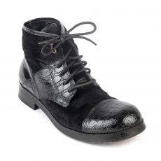 Dolce & Gabbana Pony Hair and Leather Lace-up Ankle Boots