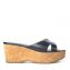 Jimmy Choo Midnight Blue Embossed Leather Prima Cork Wedges (01)