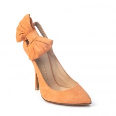 Giuseppe Zanotti Coral Suede Leather Pointed Toe Pump With Side Bow