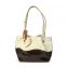 Tod's White:Burgundy Leather and Patent Leather Medium Flower Tote (01)