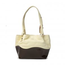 Tod's White:Burgundy Leather and Patent Leather Medium Flower Tote