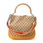 VINTAGE Gucci GG Canvas Bamboo Handle 2way Bag