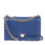 Christian Dior Blue Grained Leather Diorama Medium Flap Bag (03)