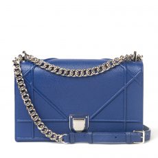 Christian Dior Blue Grained Leather Diorama Medium Flap Bag (03)