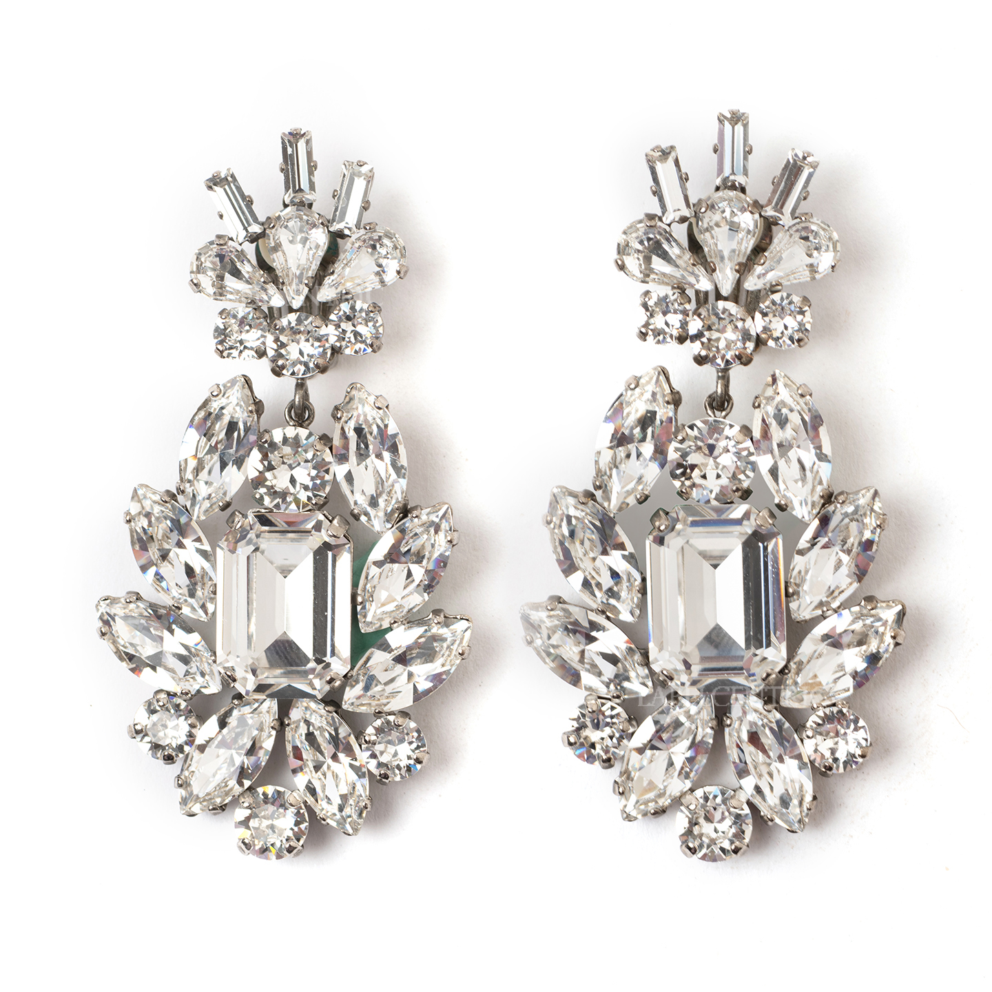 Dolce & Gabbana Crystal Flower Silver Tone Clip On Earrings