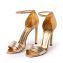 Gucci Gold & Silver Leather Ankle Strap Sandals (01)