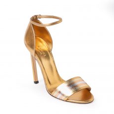 Gucci Gold & Silver Leather Ankle Strap Sandals (04)