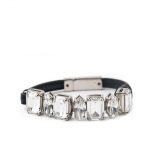 Prada Black Saffiano Leather and Crystal Bracelet (01)